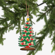 Cat Christmas Tree Ornament, Cat Merry Christmas Ornament, Cat Xmas Ornament