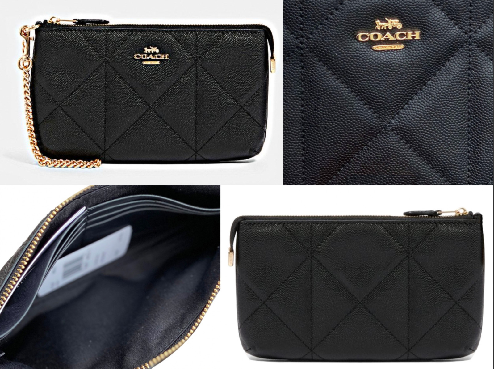 Coach Wristlet Leather Bag Handbag Clutch Chain Pochette New with Tags image 3