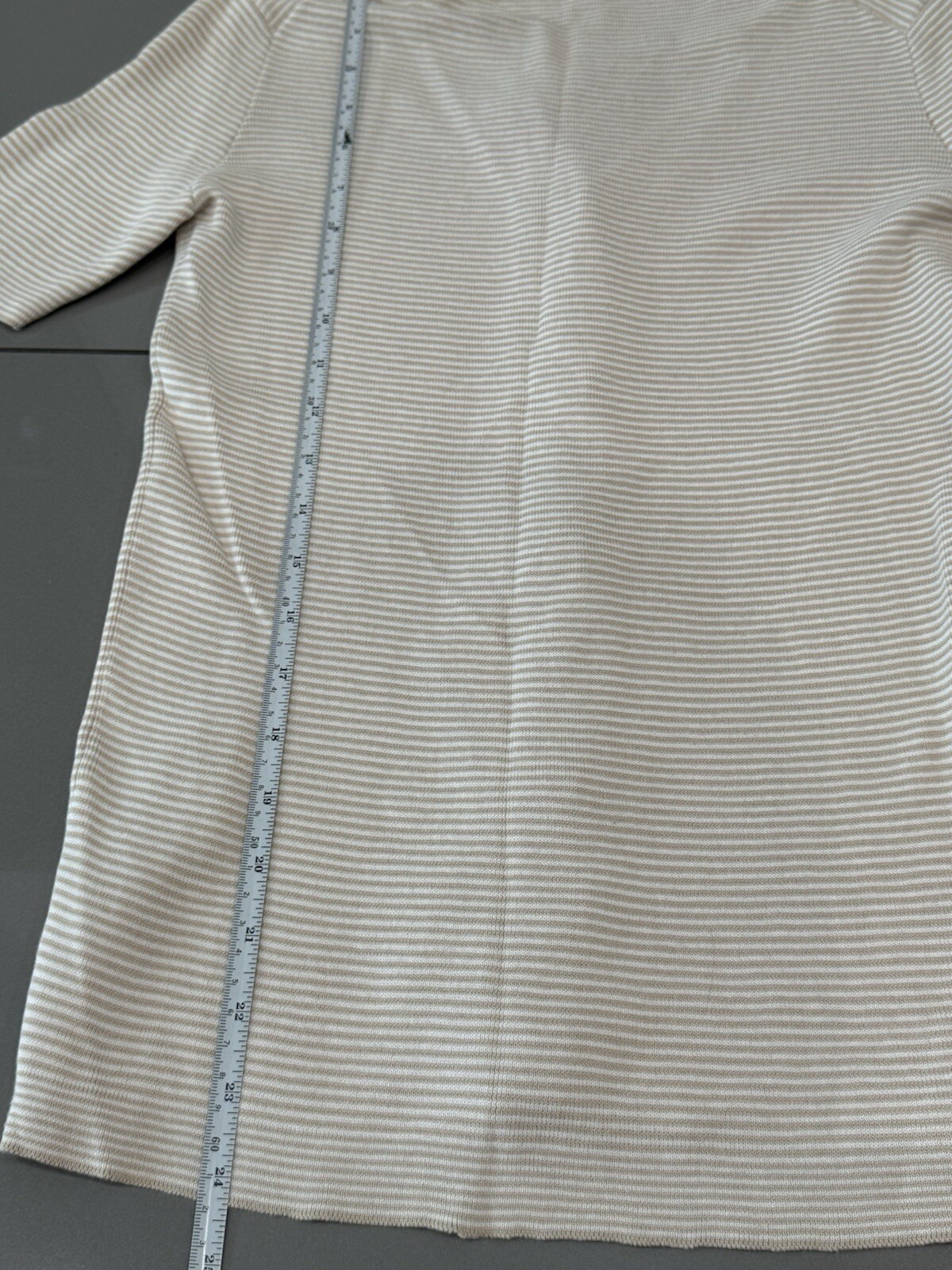 PRADA White Tan Button Up Knit Cardigan Sweater  Sz Short Sleeve NWT $540. Sz 44 thumbnail 6