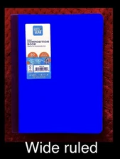 pen+gear composition book 80 Sheets Durable POLY Cover, WIDE RULED, Color Blue
