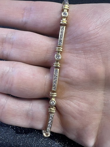 14K Yellow Gold Round Diamond Channel Set Bracelet