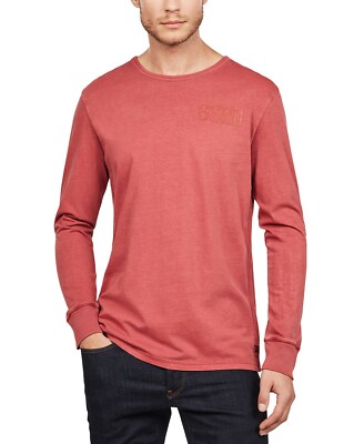 G-Star Raw Men's GSRD Graphic Long Sleeve Dk-Baron Vintage Red Jersey  T-Shirt