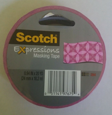 Scotch 0.94'' x 20 Yd Pink Geometric Expressions Masking Tape (1 UNIT) BRAND NEW