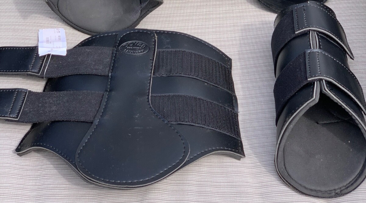 Dover Saddlery Brushing Boots, Black PVC w/ Neoprene Lining, Large Horse Size