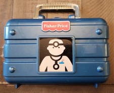 Vintage Fisher Price Medical Kit Doctor Playset Toy with Blue Case