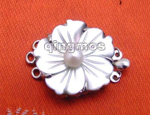 Accesorios de broche de 3 hebras con carcasa natural de 25 mm para joyería con perla rosa de 6 mm - Imagen 6 de 10