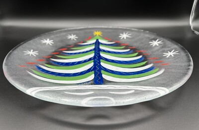 食器 Ulrica Hydman Vallien COSTA CODA plate Kosta Boda Hand Painted 13” Christmas Tree Plate Signed Ulrica