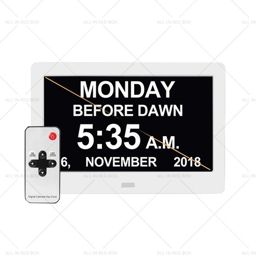 Wall Digital Day Clock Calendar 7" Large LED Dementia Date Week Month Year Time - Picture 5 of 11