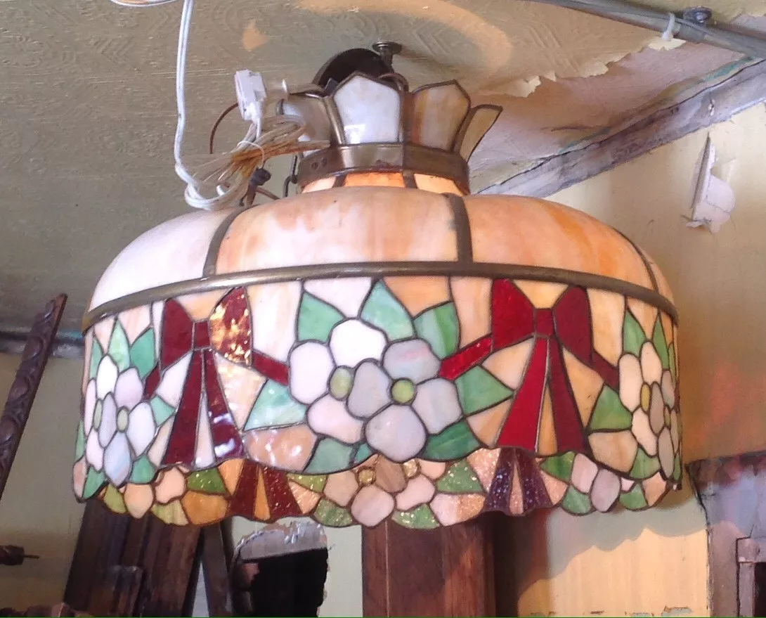 Vintage stained 2024 glass chandelier