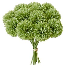 12pcs Green Fake Flowers Artificial Chrysanthemum Ball Silk Flowers Silk Flow...