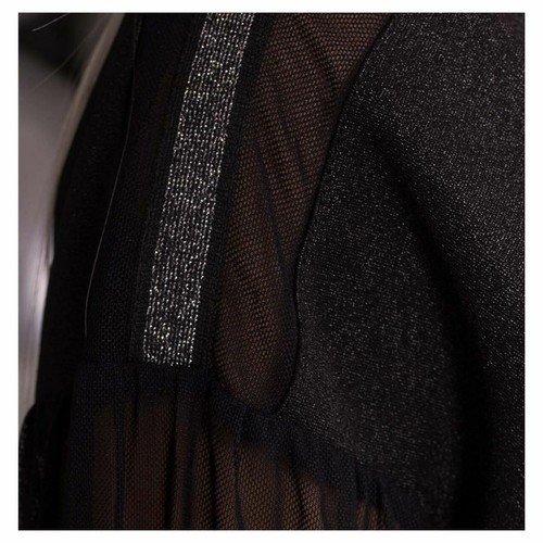 Maglietta Maglia Blusa Top da sera con lurex nero argento a rete tulle - Foto 4 di 5