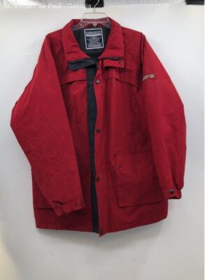 Cedar Wood State Red Vintage Durable Full Zip Outdoor Rain Jacket - Size M