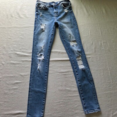 Bridge by GLY Jeans Women s 27 Blue High Rise Skinny Stretch Distressed Denim