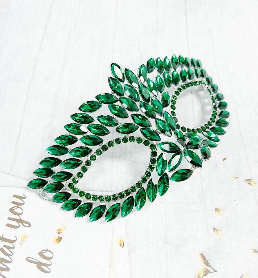 Handmade masquerade mask, Green crystal mask, Wedding party mask Masquerade ball - Image 4 of 4