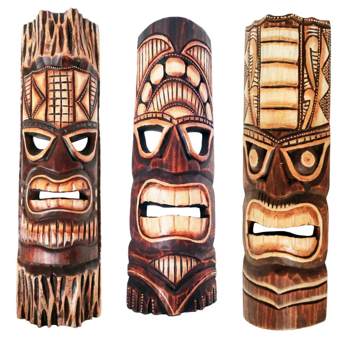 Masque tiki en bois pas cher. Décoration Tiki Bar Hawaï pas cher. - 4007