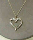 10K Yellow Gold 17 Diamond Heart Pendant Necklace 20" N16 — photo 2