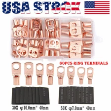140pcs Copper Wire Lugs Battery Cable Ends Terminal Connectors Assortment Kit US