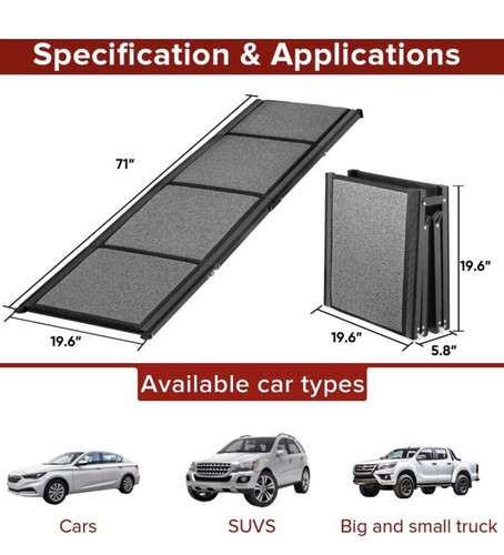 Dog Ramp for Car SUV Truck, 67" Long for Large Dogs 250 Lbs Non-Slip - Picture 2 of 4