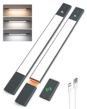 Under Cabinet Lighting, 2-Pack Motion Sensor Lights with 3 Detachable Batteri...
