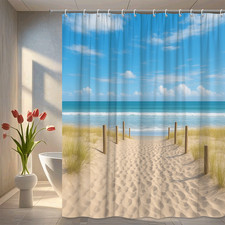 Beach Themed Shower Curtain - Coastal Decor for Bathroom