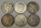 6 Peace Silver Dollars 1922, 1923, 1925 S, 1926 D, 1928 S, 1935 S 90% Silver P3
