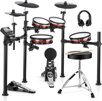 DED-200 MAX Electronic Drum Set with Industry Standard Mesh Heads, 10'' Snare, 8
