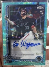 Topps Chrome 2025 Eric Wagaman #AC-EW Aqua Wave Auto 132/199 Marlins Rookie