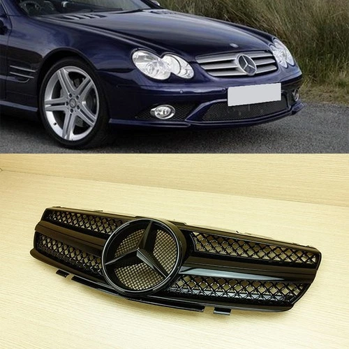 Gloss Black Front Grill Fit BENZ 2003-2006 R230 W230 SL Type Convertible 2-Door