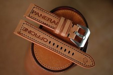 Handmade Beige PAM Officine Panerai strap black stitching size 24 or any size 