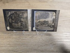 Antique Magic Lantern Glass Photo Slide Aguas Calientes Mexico Bath Houses