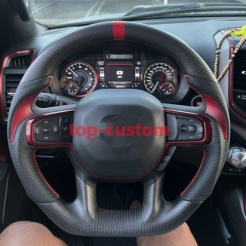 Matte Carbon Fiber Steering Wheel For ram 1500 2019 2020 2021 2022 2023 2024 - Bild 1 von 3