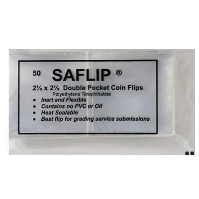 SAFLIP 2.5x2.5 Large Coin Flips - Archival Mylar for Silver Dollars & Crowns