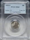 PCGS MS 64 - 1955 S Roosevelt Silver Dime. A1509.