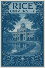 Rice University Poster - Elegant Campus Art - 24x36&rdquo; - Hi-Res Print - 200