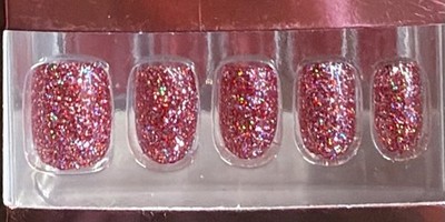 Red Aspen Short Squoval Acrylic Pink Glitter Be Present In The Moment, Misty  