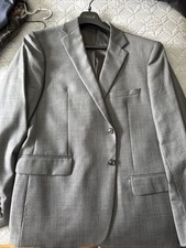 Calvin Klein Mens Slim fit Suit Jacket Blazer 46R Gun Metal Grey Solid Wool