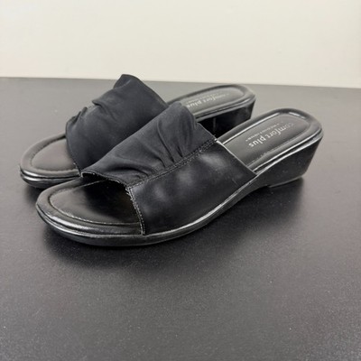 Comfort Plus by Predictions Wedge Slide Sandals Women's 10W Black Comfort Casual