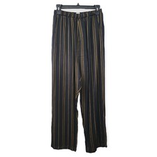 Zara Satin Striped Elastic Wide Leg Palazzo Pants M 6 28