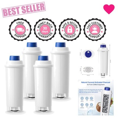 DLSC002 Water Filter for De Longhi: Improve Taste & Extend Machine Life 4-Pack