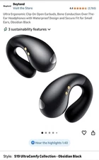 Ultra Open Ear Earbuds - Ergonomic Clip-On Earbuds, Bone Conduction Over-The-Ear