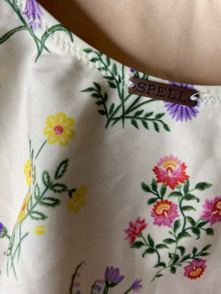 Spell & The Gypsy Collective Cream Posy One-Piece Crossover Swimsuit Large Beach - Image 4 of 4