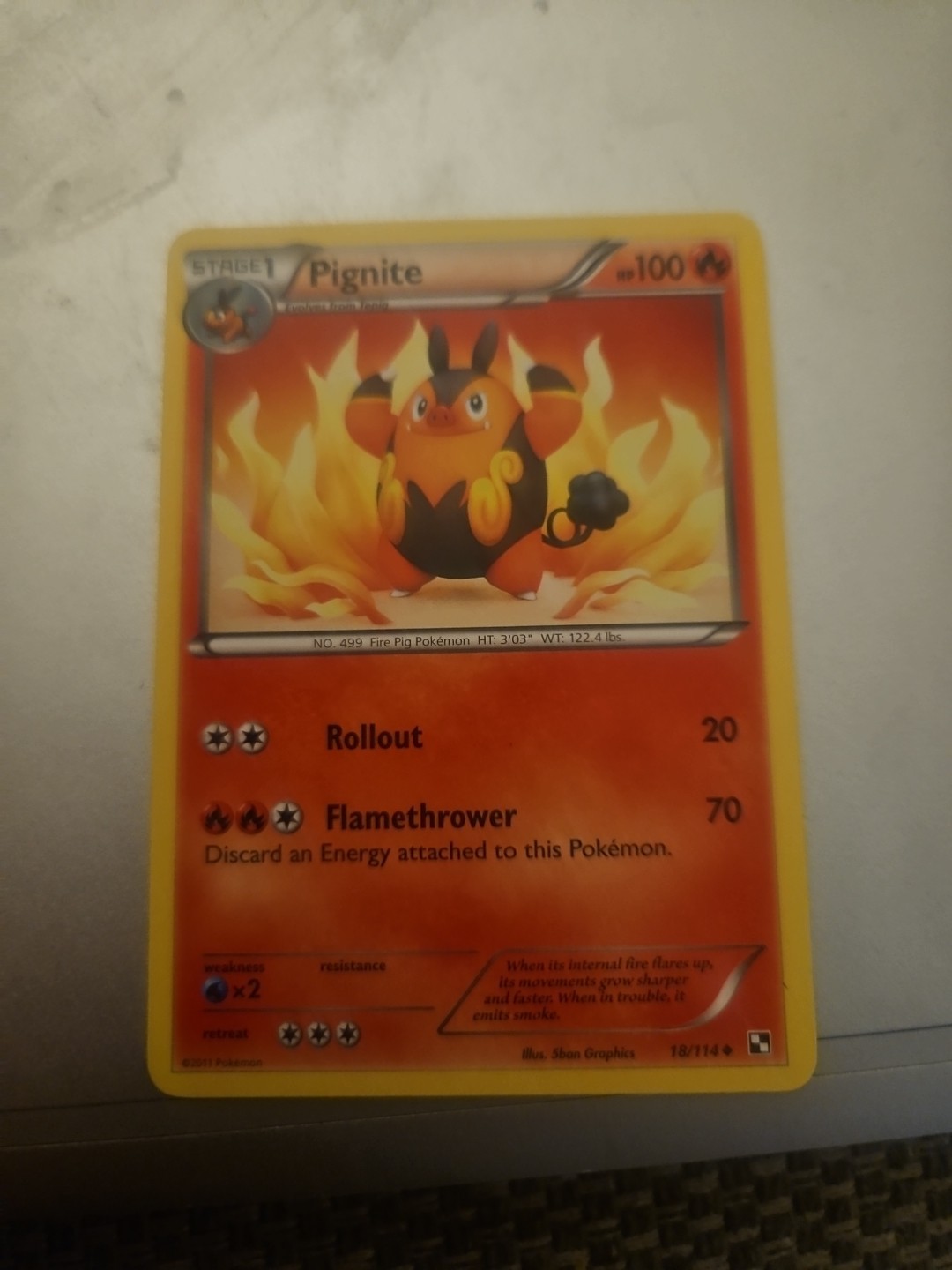 Pokemon TCG Pignite 18/114 Black & White Base Set LP Condition