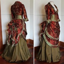 1870s Victorian Duchess Bustle Dresses Historical Civil War Southern Ball Gowns