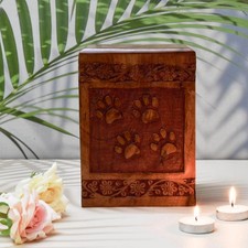 Cremation Urns for Ashes, Pet Memorial Funeral Urns Box Wooden for Dog Cat