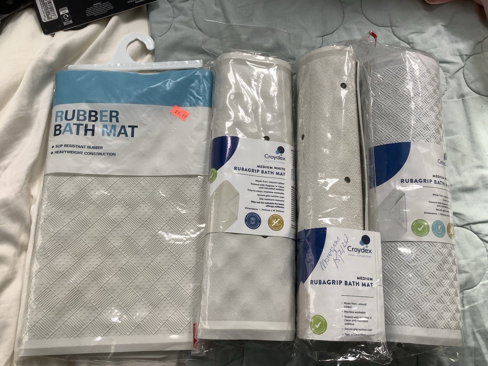 Croydex Rubagrip Bath Mat Non Slip Anti Mould Natural Rubber 74 X 34cm X 4