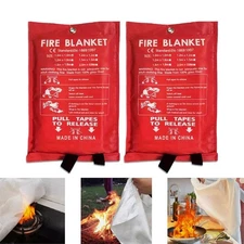 2 PACK FIRE BLANKET Fiberglass Emergency Home Retardant 39''x39''