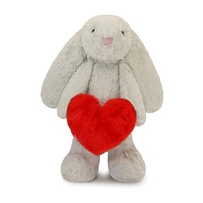 Bunny Stuffed Animal, Loving Soft Rabbit Plush Toys with Holding Heart for Gray