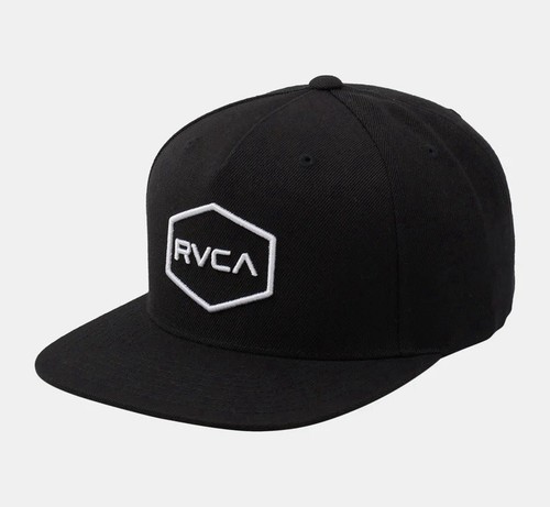 RVCA Commonwealth Men’s Snapback Hat Cap Black/White MDAHWCWS One Size NEW - Picture 1 of 4