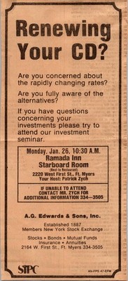 AG Edwards & Sons Inc Patrick Zych Ft Myers 1981 Ft. Myers FL Ad TAJ4-1