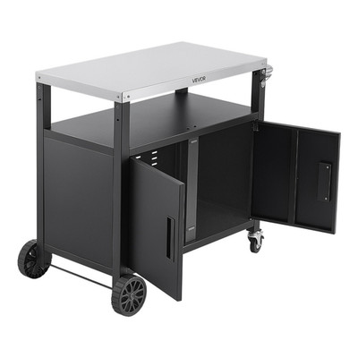 36.4'' Outdoor Grill Cart w/Storage Cabinet Stainless Top BBQ Prep Table